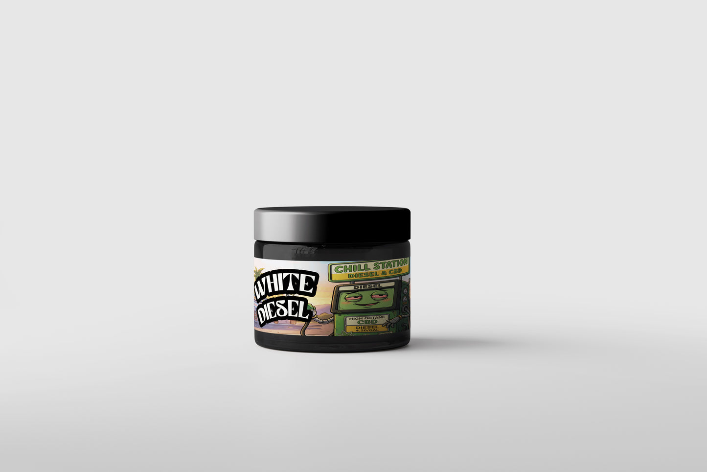 Pot de rosin CBD White Diesel avec étiquette Chill Station, 1.00g.